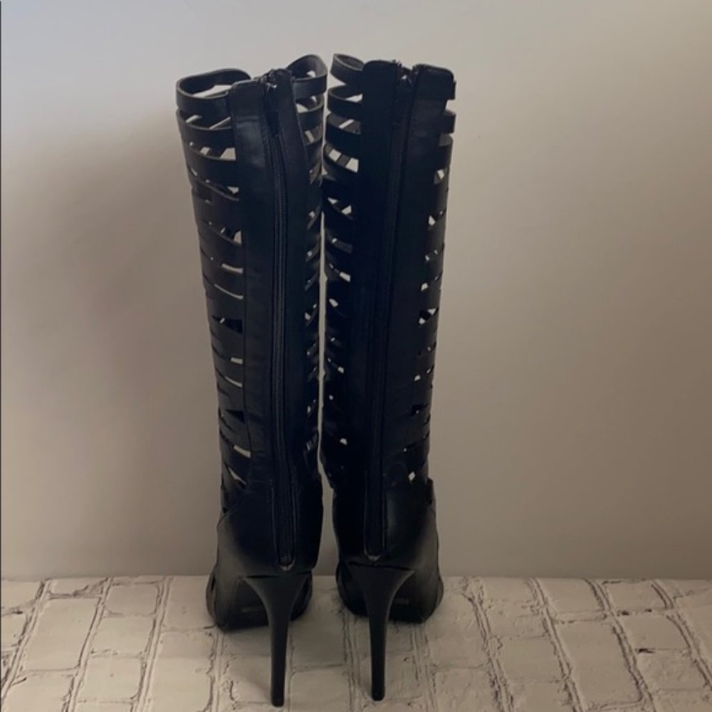 Eye Candie Black Gladiator Style High Heel Sandals - Picture 7 of 12